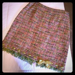 Sparkly green and pink tweed skirt!